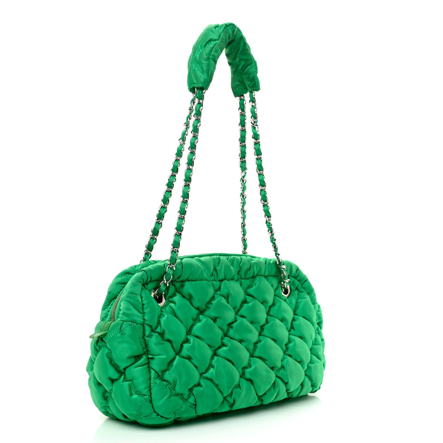 Nylon Bubble Quilt Shoulder Bag Green