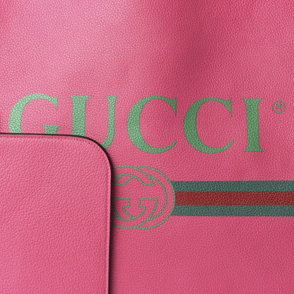 Gucci Grained Calfskin Logo Drawstring Backpack Box Pink Green Black 9 of 9