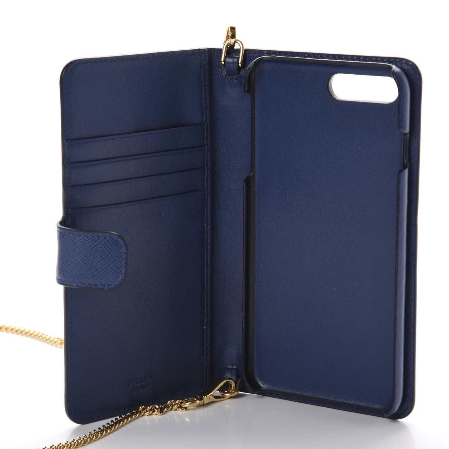 Saffiano Metal iPhone 7 Case Crossbody Wallet Bluette