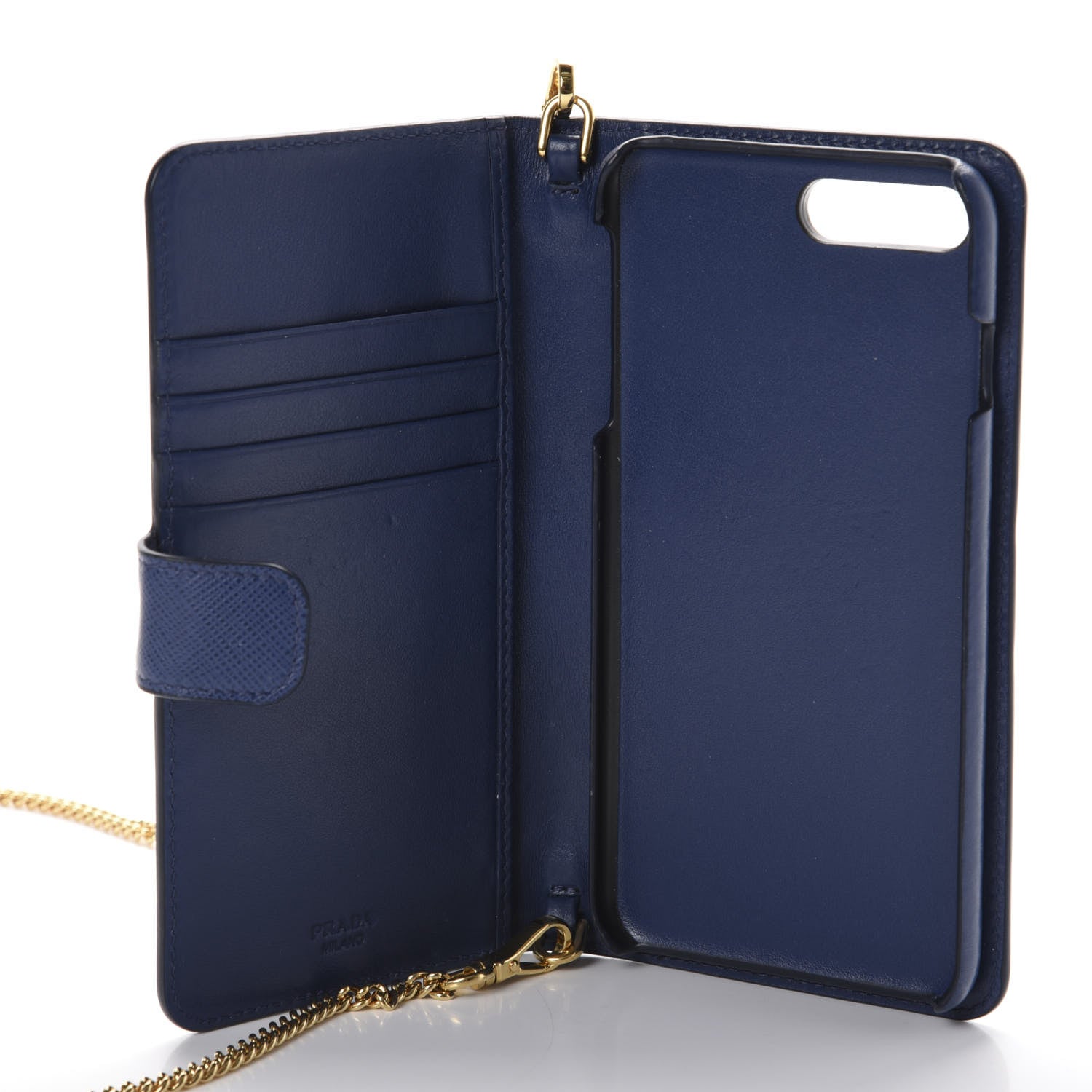Prada Saffiano Metal iPhone 7 Case Crossbody Wallet Bluette 5 of 10