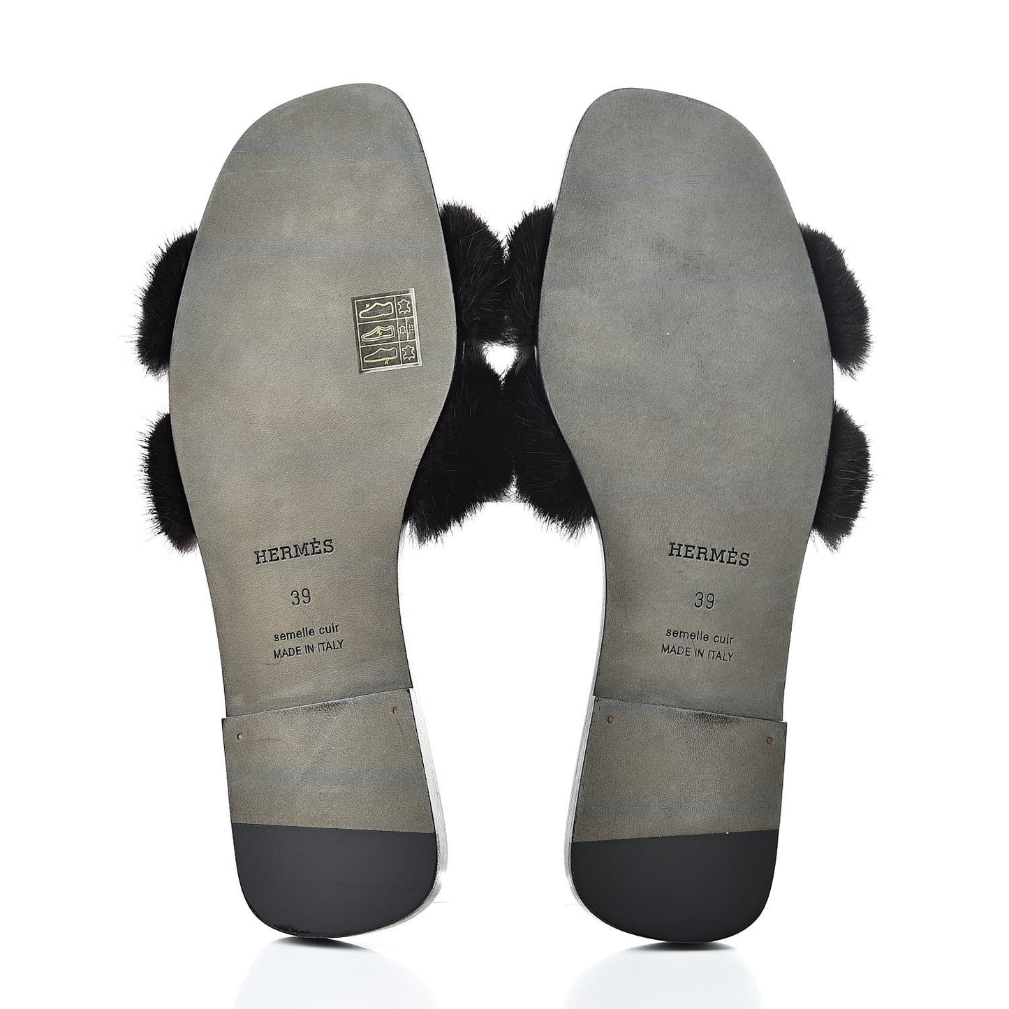 Mink Fur Sandals 39 Black