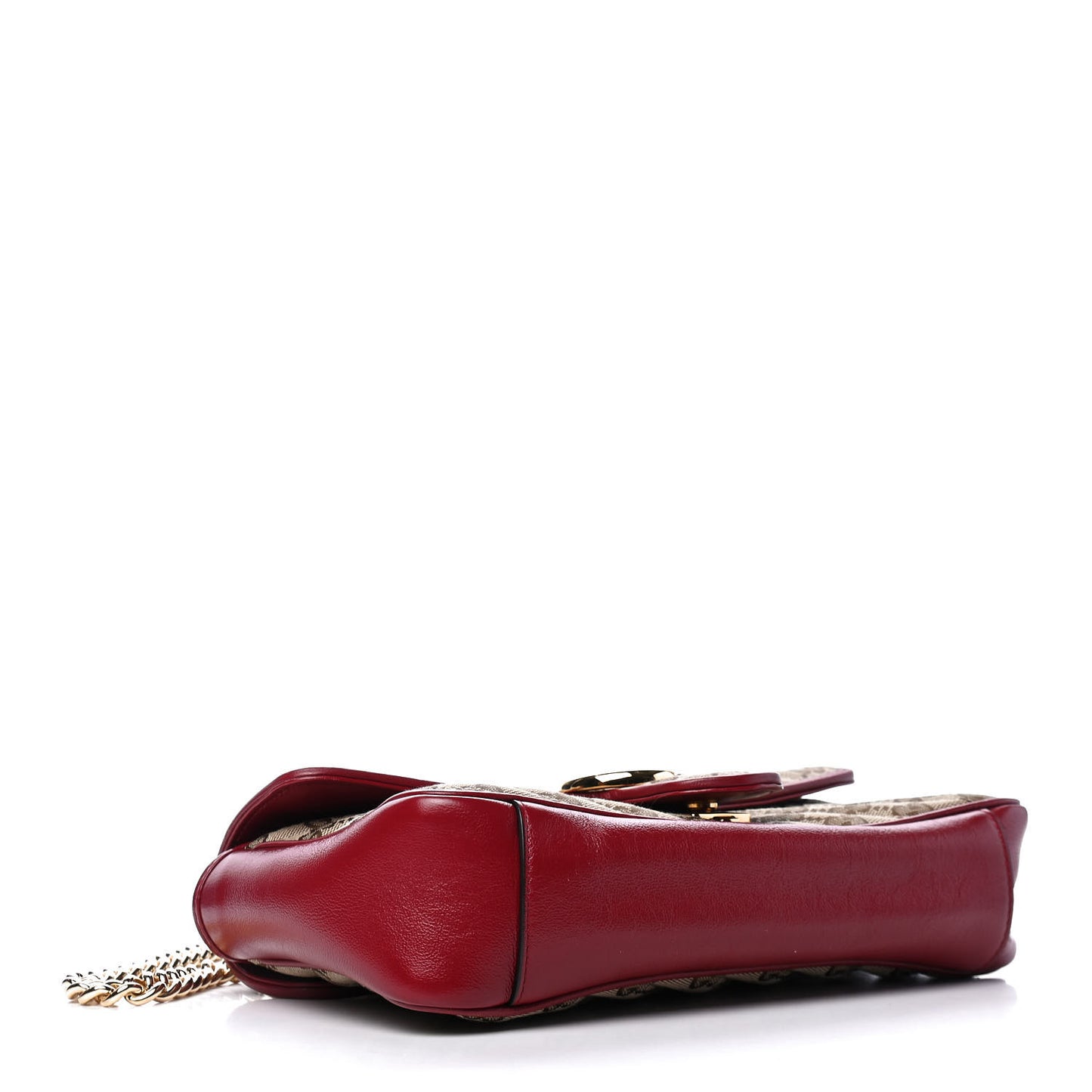 Monogram Azalea Calfskin Matelasse Diagonal Small GG Marmont Shoulder Bag Beige Ebony New Cherry Red