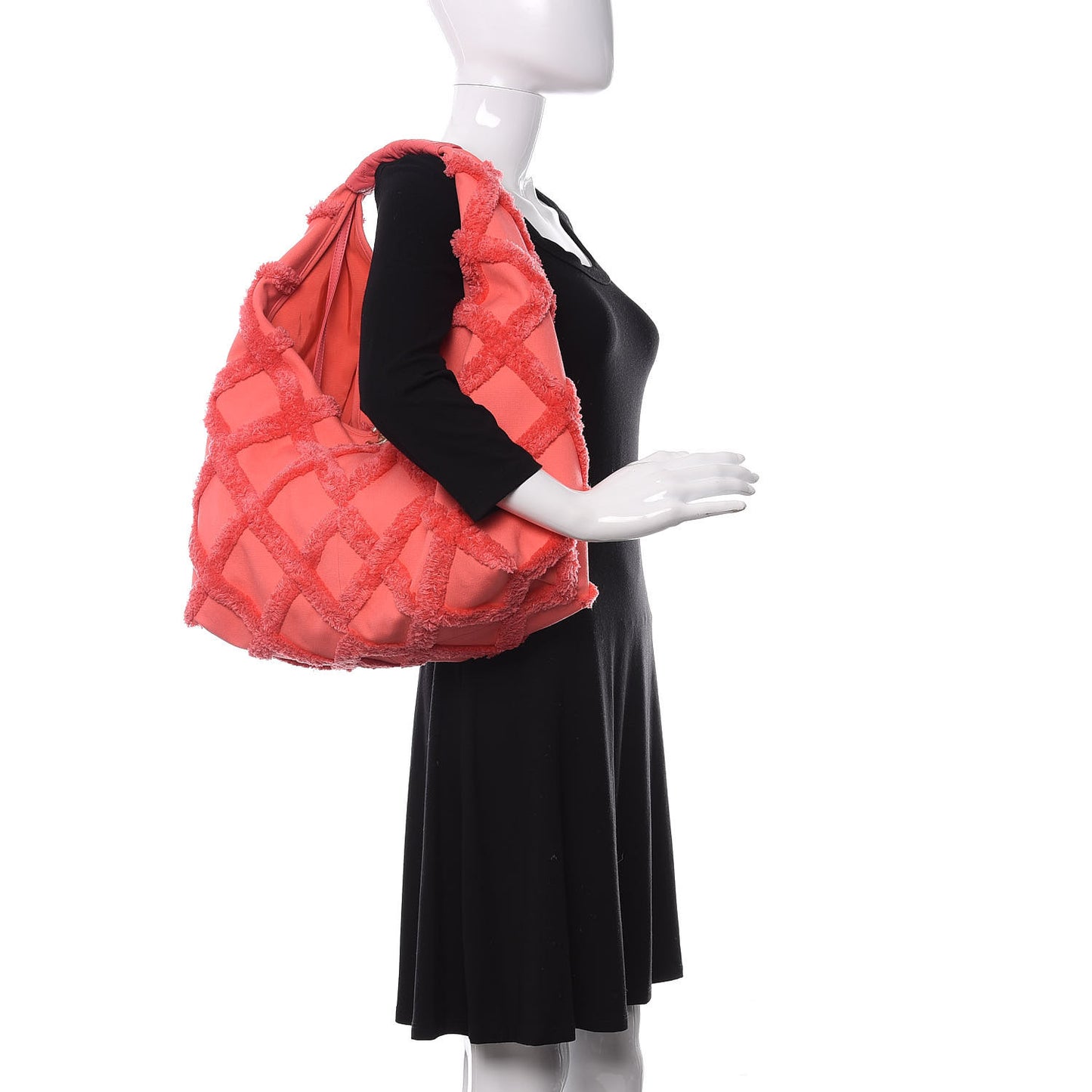 Cotton Canvas Large CC Embrace Hobo Coral