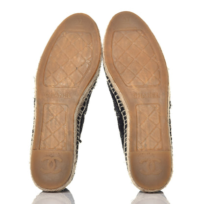 Chanel Tweed Patent Goatskin Sequin CC Espadrilles 37 Black 5 of 11