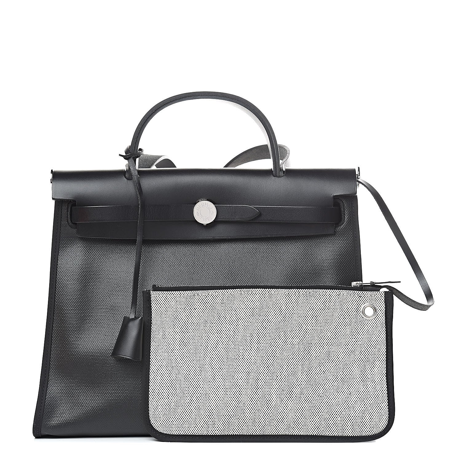 Hermes Toile H Berline Vache Hunter Herbag Zip PM 31 Black Ecru 1 of 14