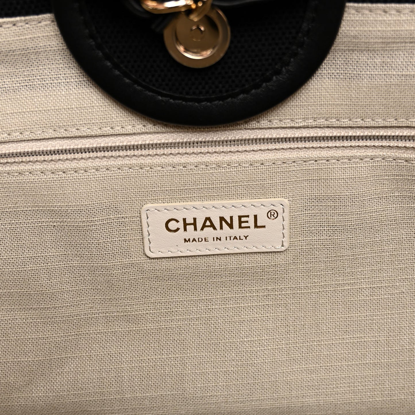 Cotton Medium Deauville Tote Black White