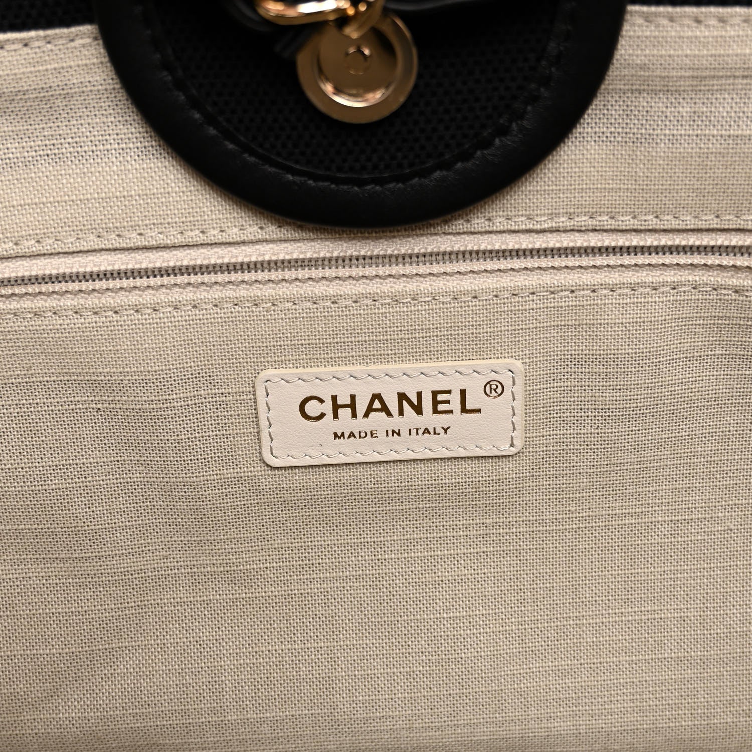 Chanel Cotton Medium Deauville Tote Black White 7 of 11