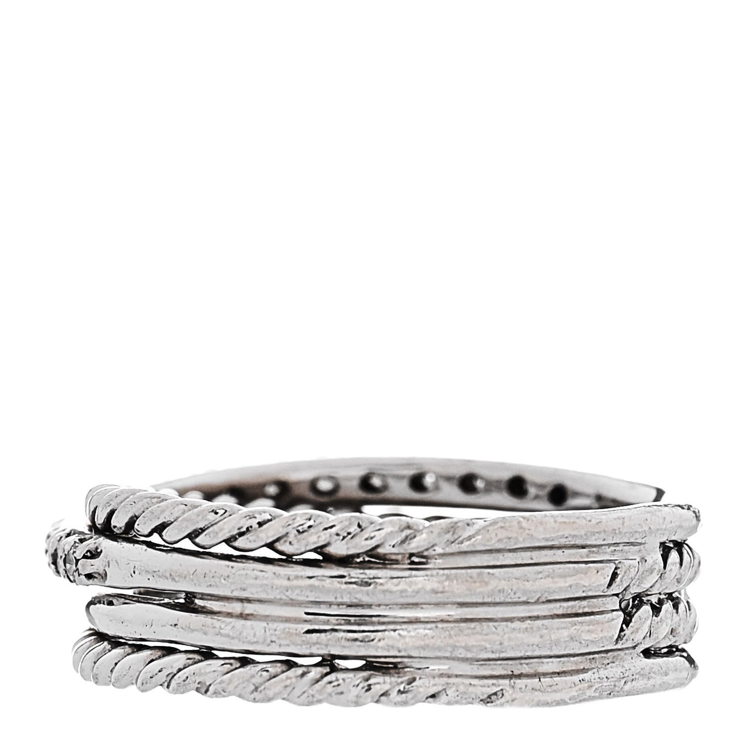 Sterling Silver Diamond 6.8mm Crossover Cable Ring 53 6.5