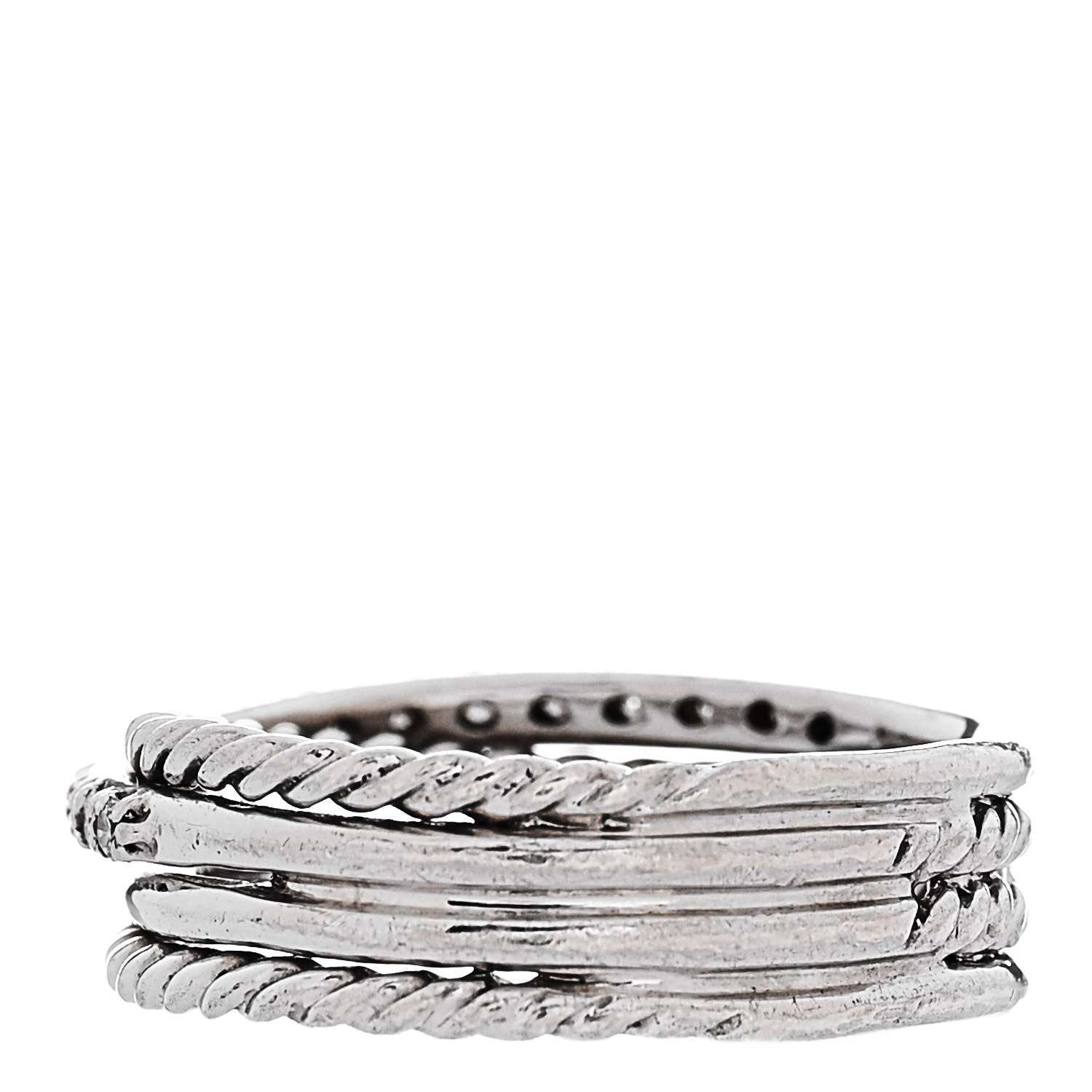 David Yurman Sterling Silver Diamond 6.8mm Crossover Cable Ring 53 6.5 3 of 5