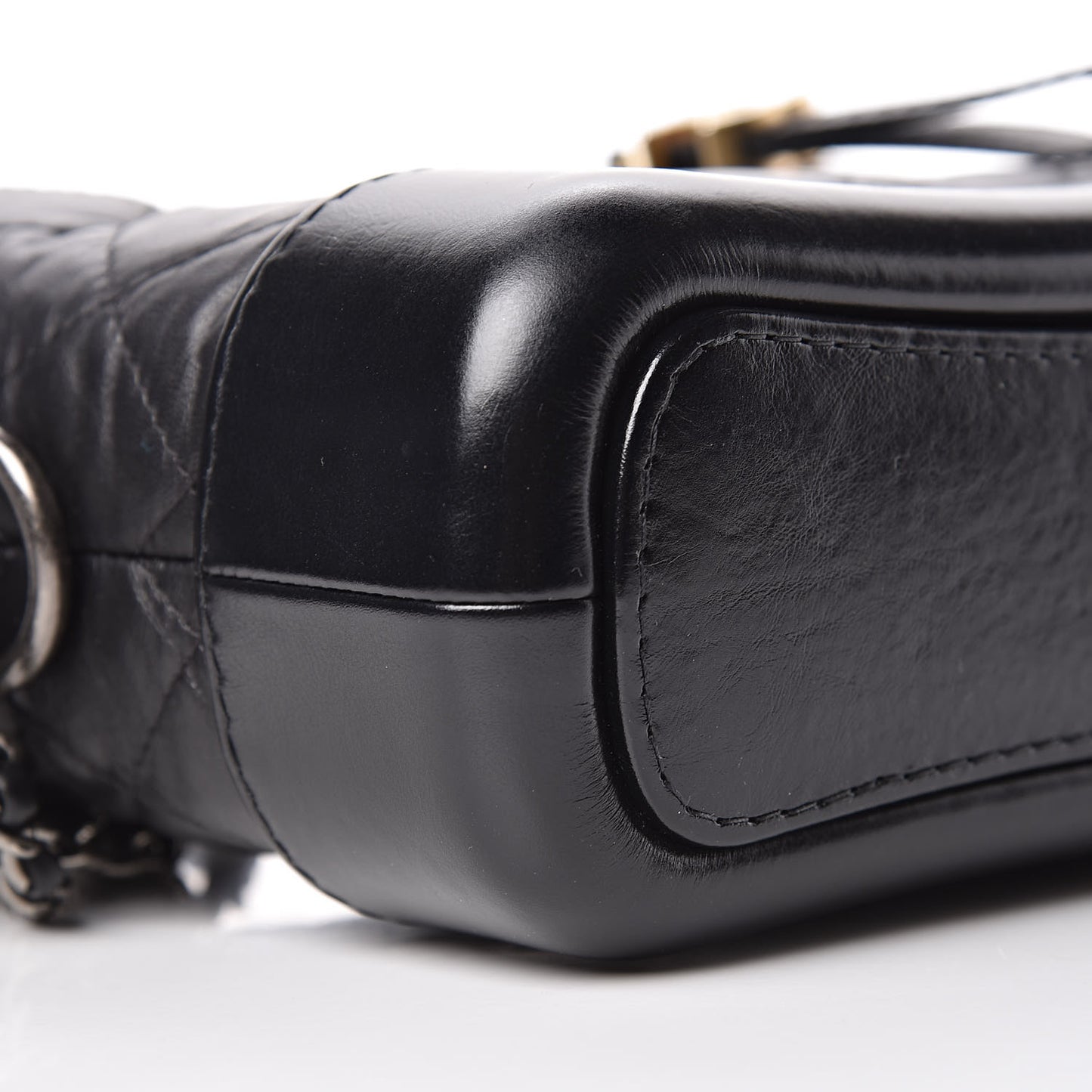 Aged Calfskin Quilted Small Gabrielle Hobo Black