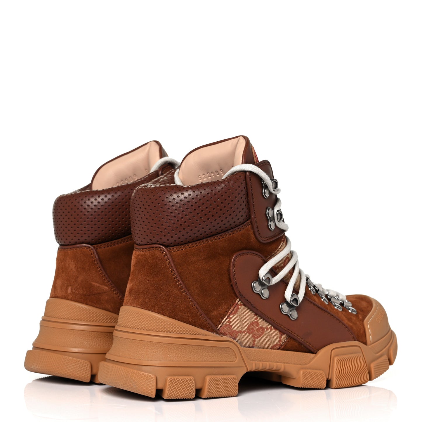 X SEGA Suede Calfskin GG Monogram Womens Flashtrek High-Top Sneakers 38 New Cuir Beige Ruggine