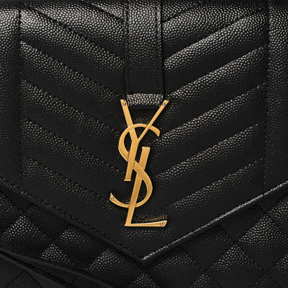 Saint Laurent Grain De Poudre Textured Mixed Matelasse Triquilt Monogram Clutch Black 8 of 11
