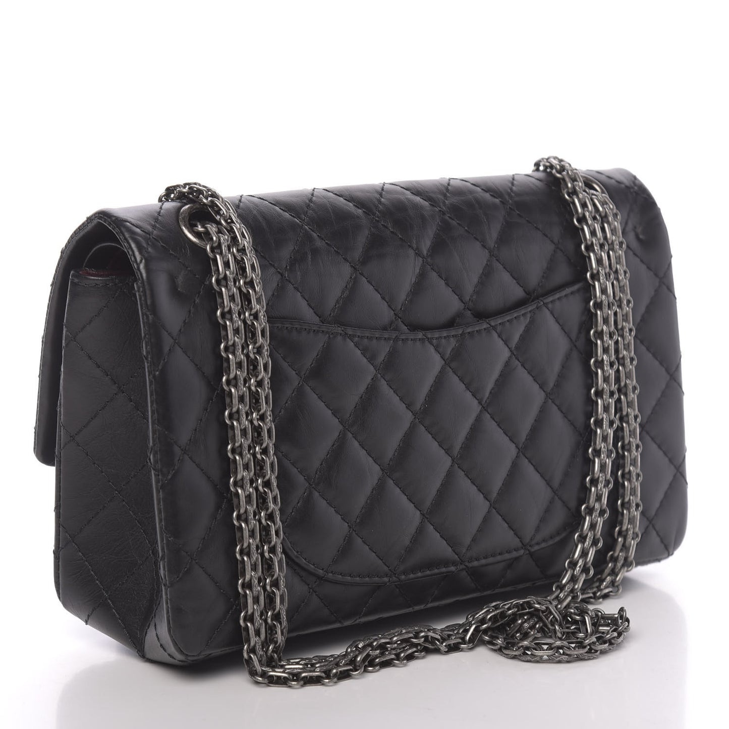 Aged Calfskin Quilted 2.55 Reissue 225 Flap Black