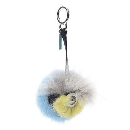 Fendi Mink Fox Fur QuTweet Softweet Bag Bug Charm Azzurro 1 of 3