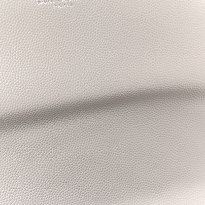 Saint Laurent Grain De Poudre Matelasse Chevron Large Monogram Satchel Light Grey 12 of 13