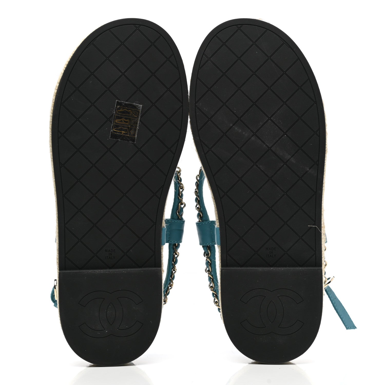 Chanel Lambskin Chain CC Thong Espadrille Sandals 40 Blue 5 of 9