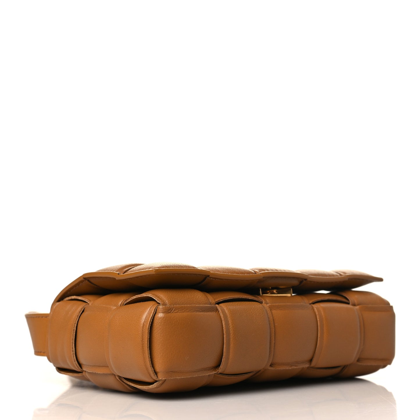 Nappa Maxi Intreccio Padded Cassette Crossbody Bag Caramel