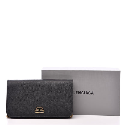 Balenciaga Grained Calfskin BB Phone Holder Wallet On Chain Black 8 of 8