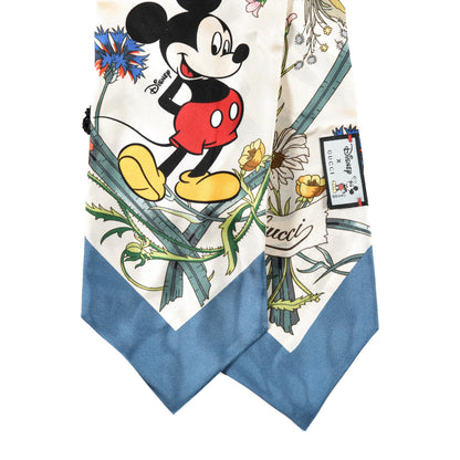 Gucci X DISNEY Silk Twill Mickey Lac Neck Bow Scarf Ivory Blue 2 of 4