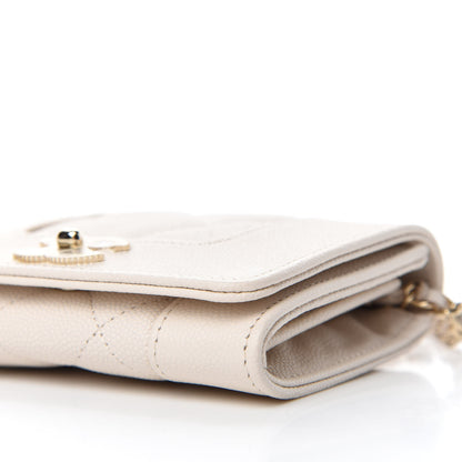 Chanel Caviar Quilted Vintage Mademoiselle Card Holder On Chain White 7 of 11