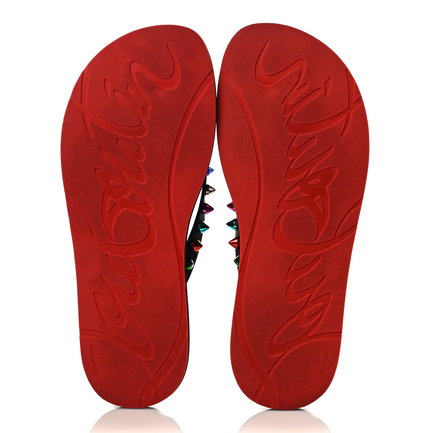Christian Louboutin Rubber Spike Loubi Donna Flip Flop 40 Black Multicolor 5 of 7