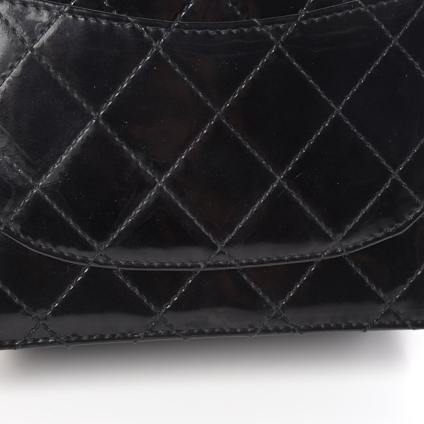 Glazed Calfskin Quilted Mini Square Flap Black