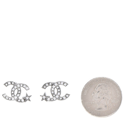 Chanel Crystal CC Starfall Earrings Silver 2 of 5