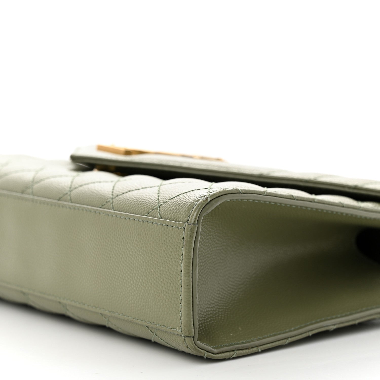 Saint Laurent Grain De Poudre Textured Mixed Matelasse Medium Triquilt Monogram Satchel Vert Kaki 9 of 17