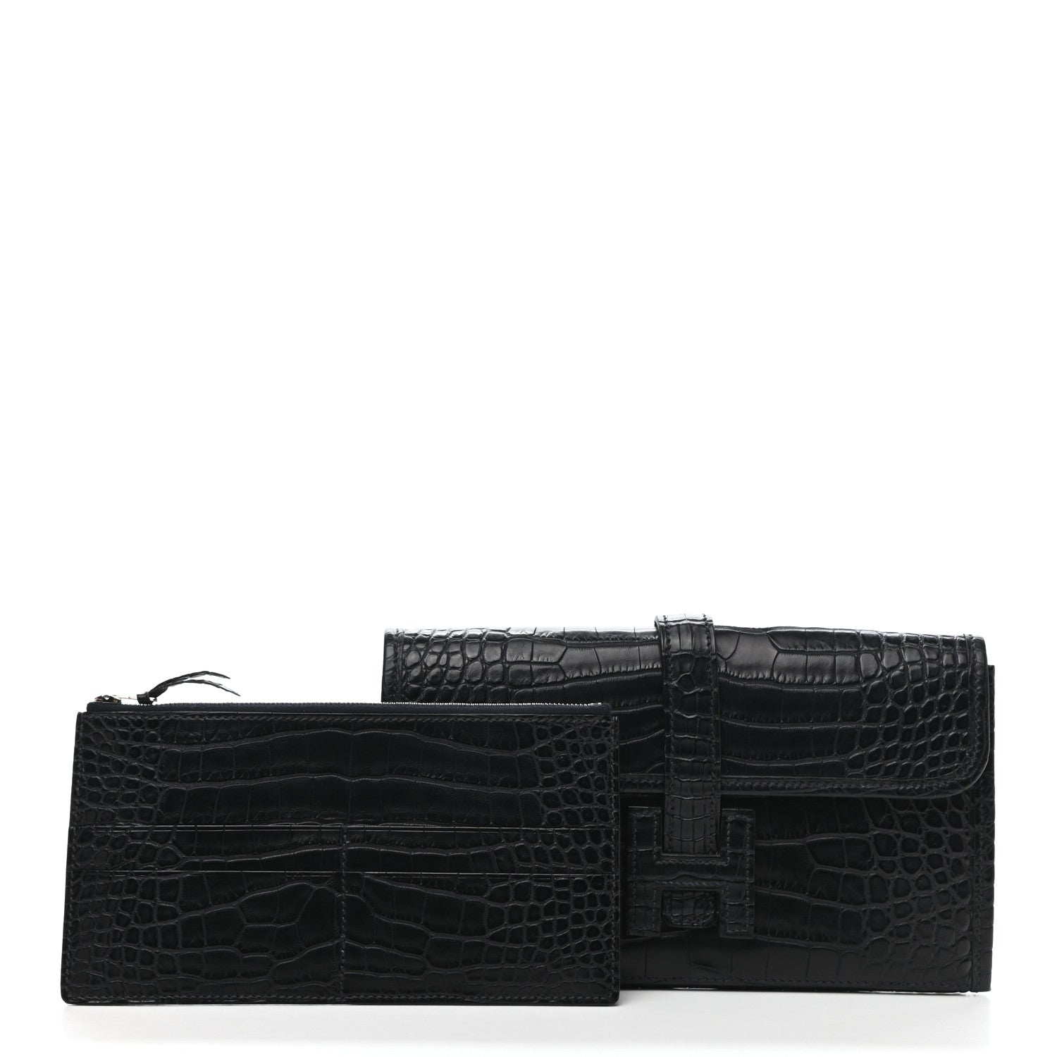 Hermes Matte Alligator Jige Duo Clutch Bleu Indigo 3 of 10