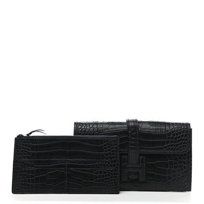 Hermes Matte Alligator Jige Duo Clutch Bleu Indigo 3 of 10