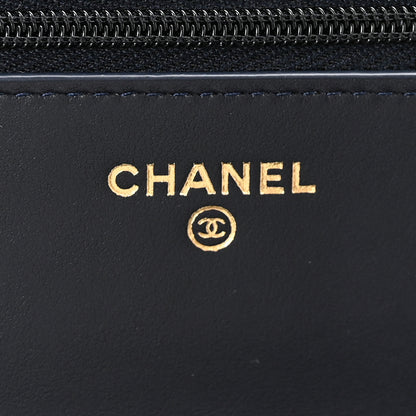 Chanel Denim Quilted CC Turnlock Wallet On Chain WOC Dark Blue Orange 6 of 12