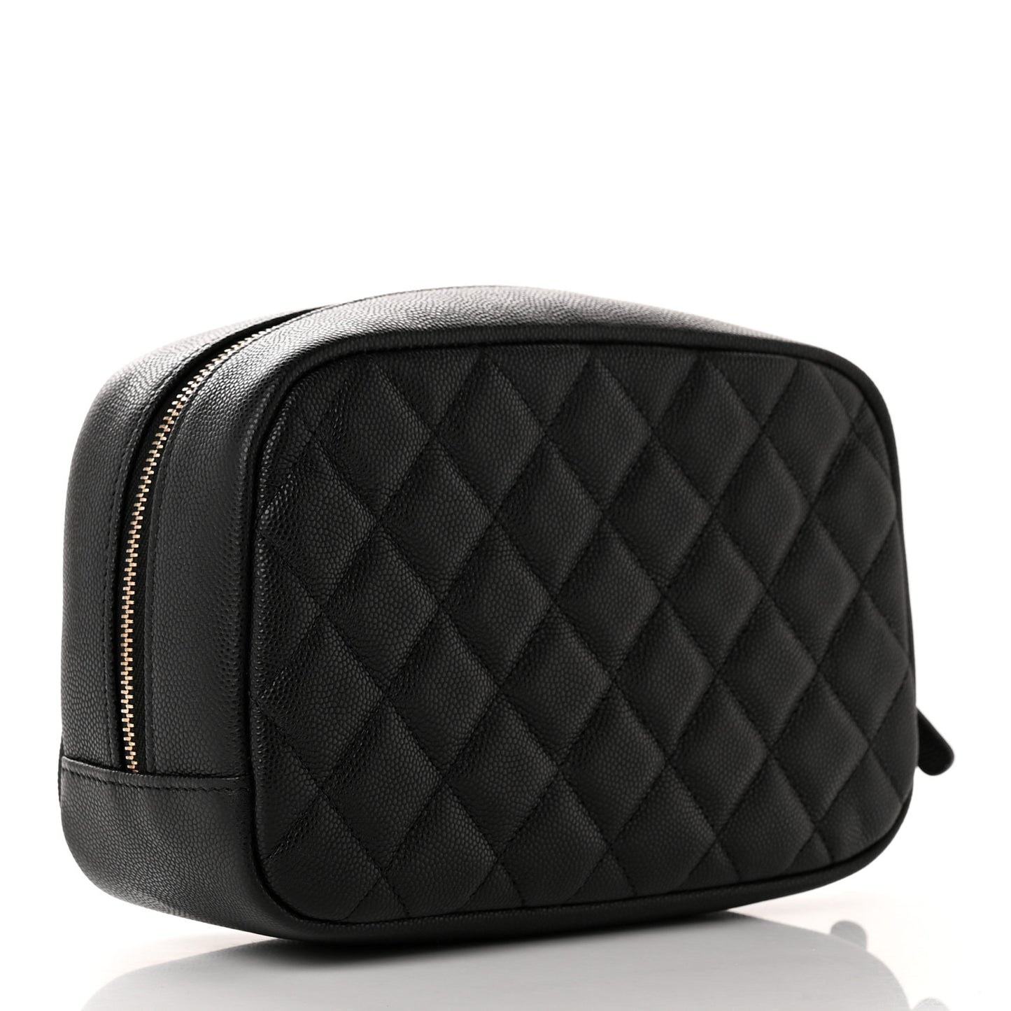 Caviar Quilted Curvy Pouch Cosmetic Case Black