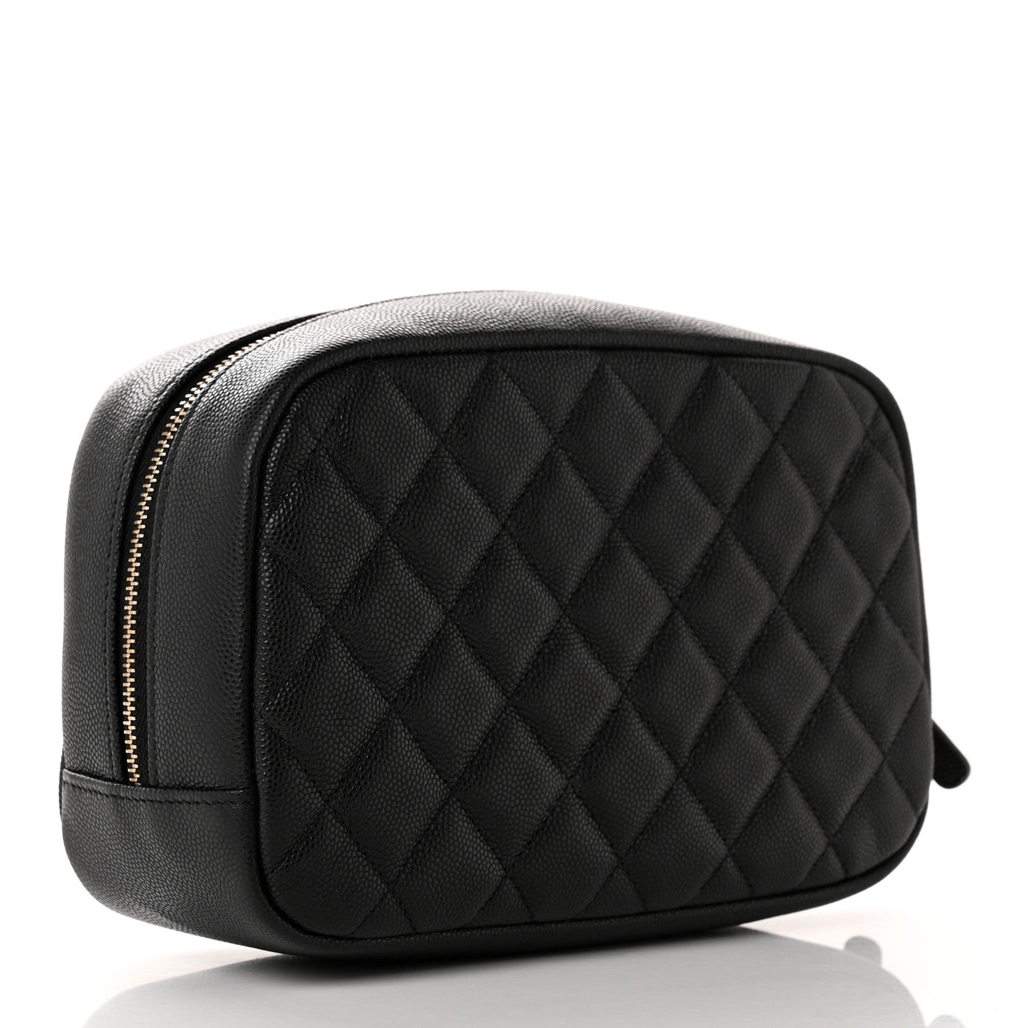 Chanel Caviar Quilted Curvy Pouch Cosmetic Case Black 3 of 10