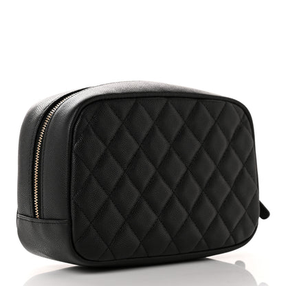Chanel Caviar Quilted Curvy Pouch Cosmetic Case Black 3 of 10