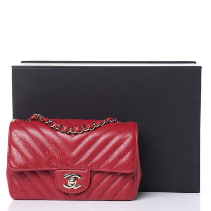 Chanel Caviar Chevron Quilted Mini Rectangular Flap Dark Pink 13 of 13