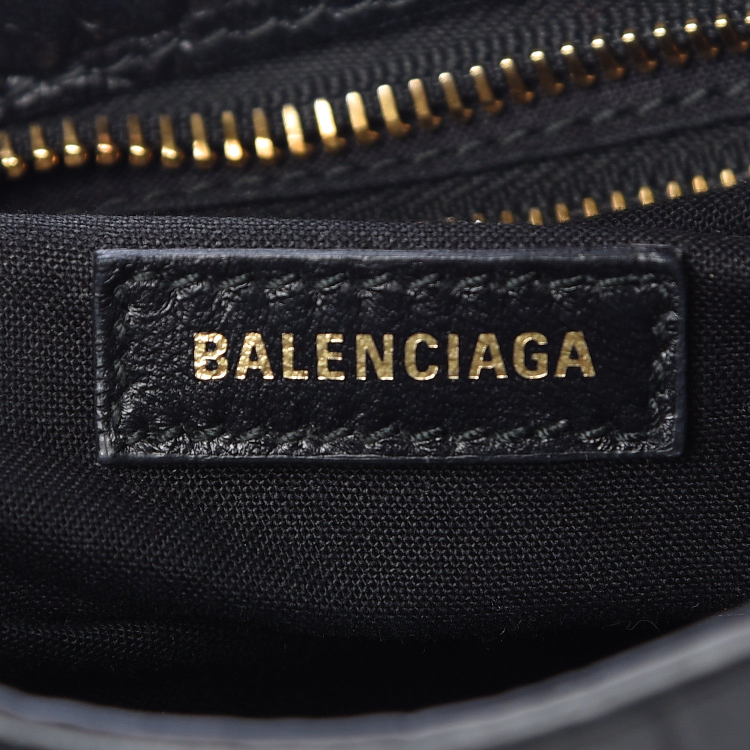 Balenciaga Calfskin Crocodile Embossed Gold Metallic Edge Hardware Mini City Black 6 of 10