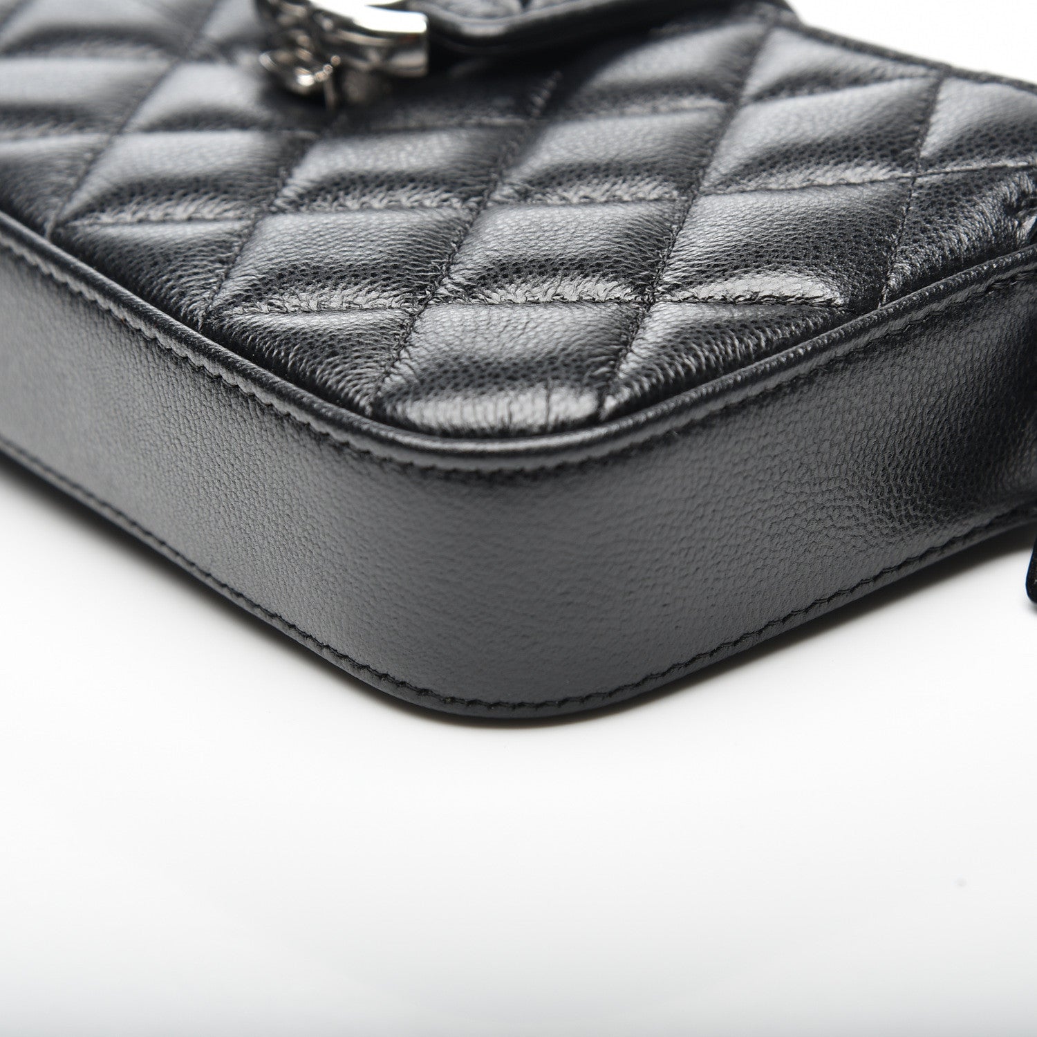 Chanel Grained Calfskin Quilted CC Box Clutch With Chain Black 5 of 11