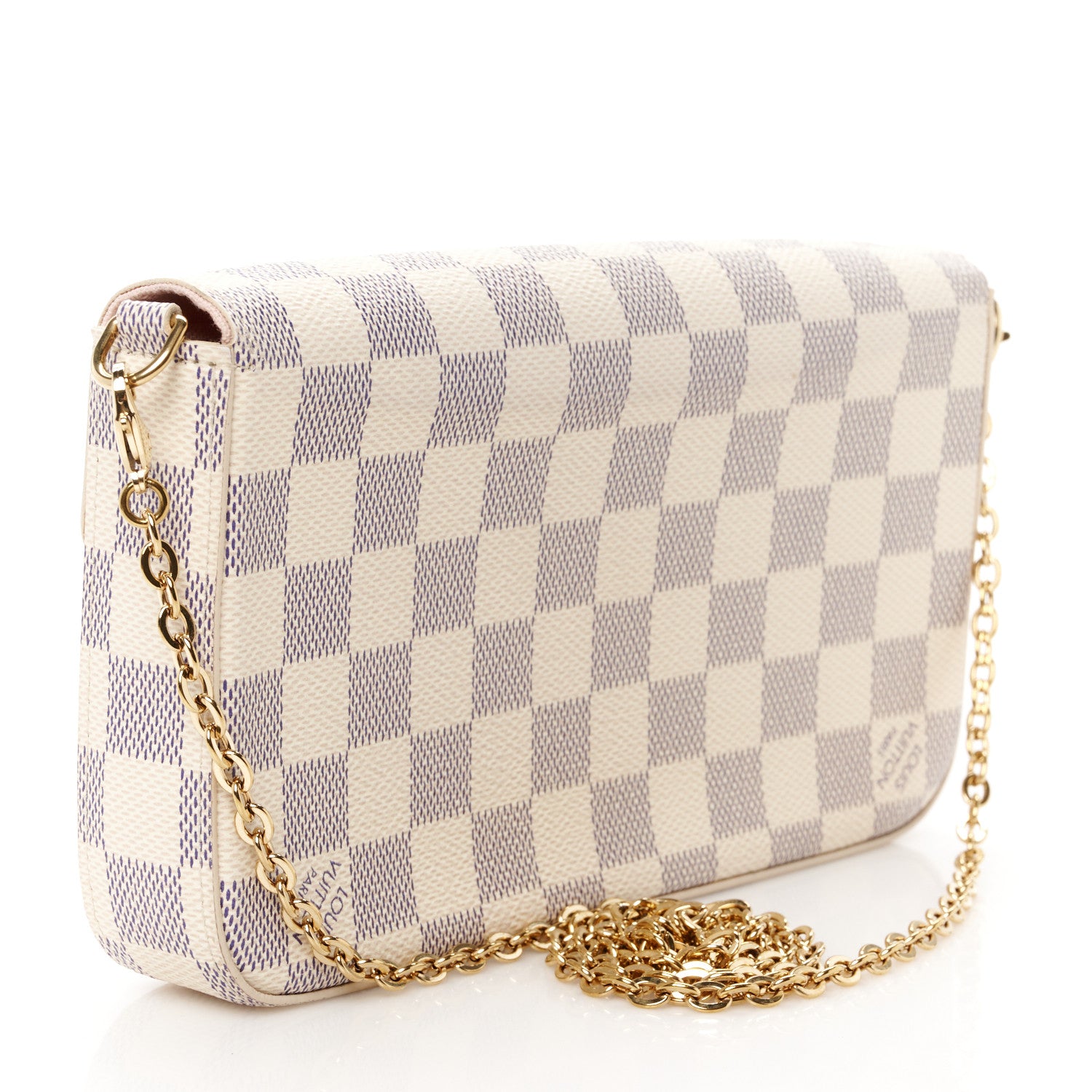 Louis Vuitton Damier Azur Pochette Felicie Chain Wallet Rose Ballerine 3 of 10