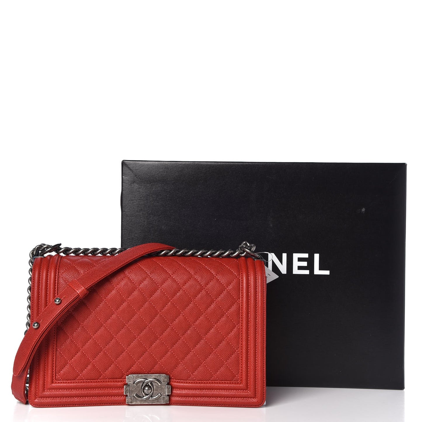 Caviar Quilted New Medium Boy Flap Red