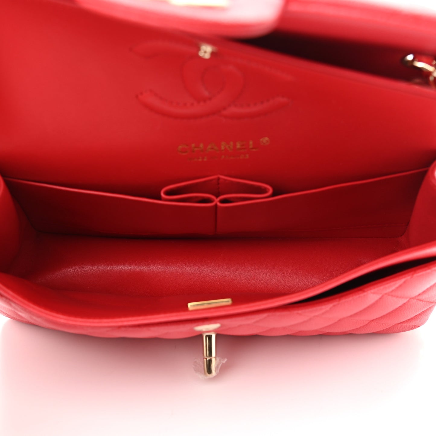 Caviar Quilted Small Double Flap Red