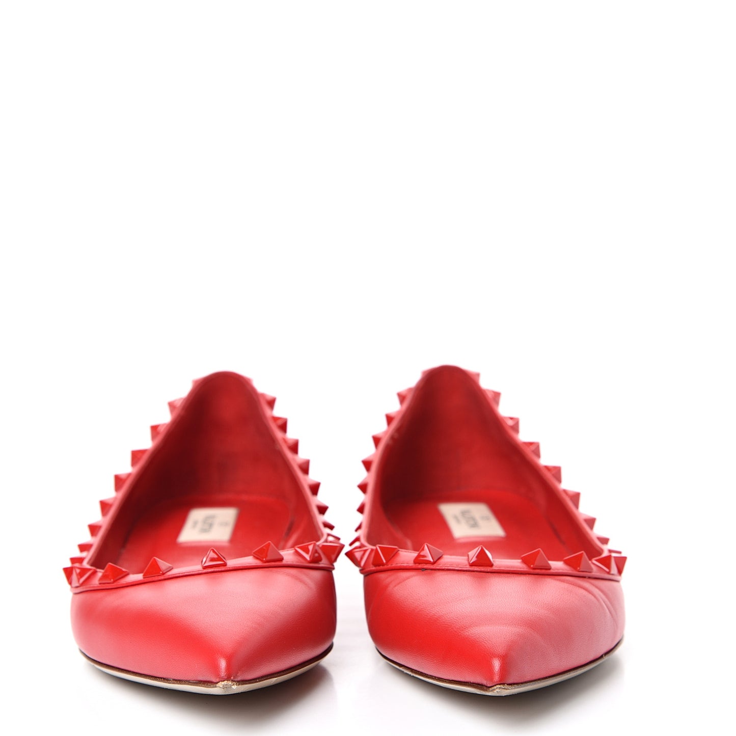 Nappa Monochrome Rockstud Ballerina Flats 39 Rouge Pur
