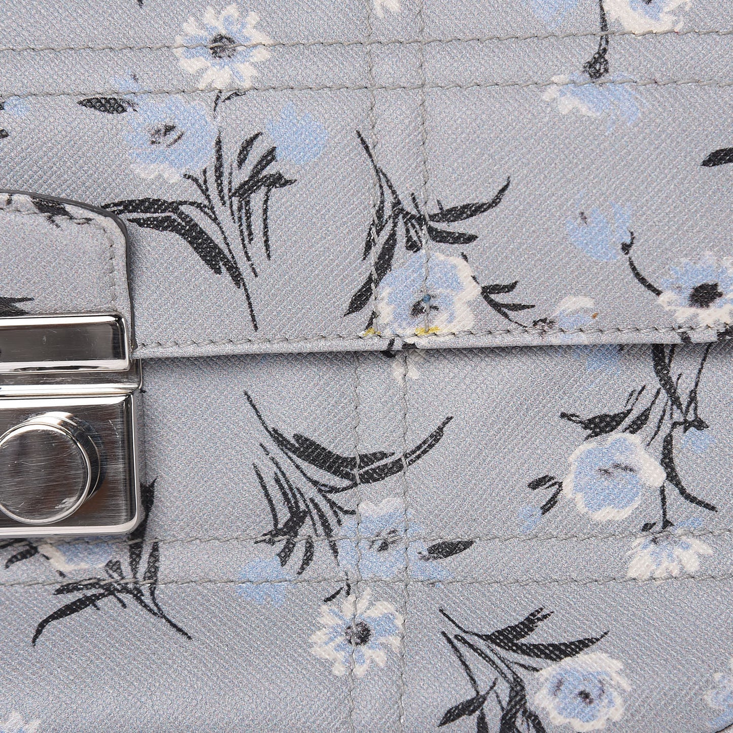 Soft Saffiano Floral Print Sound Shoulder Bag Acciaio
