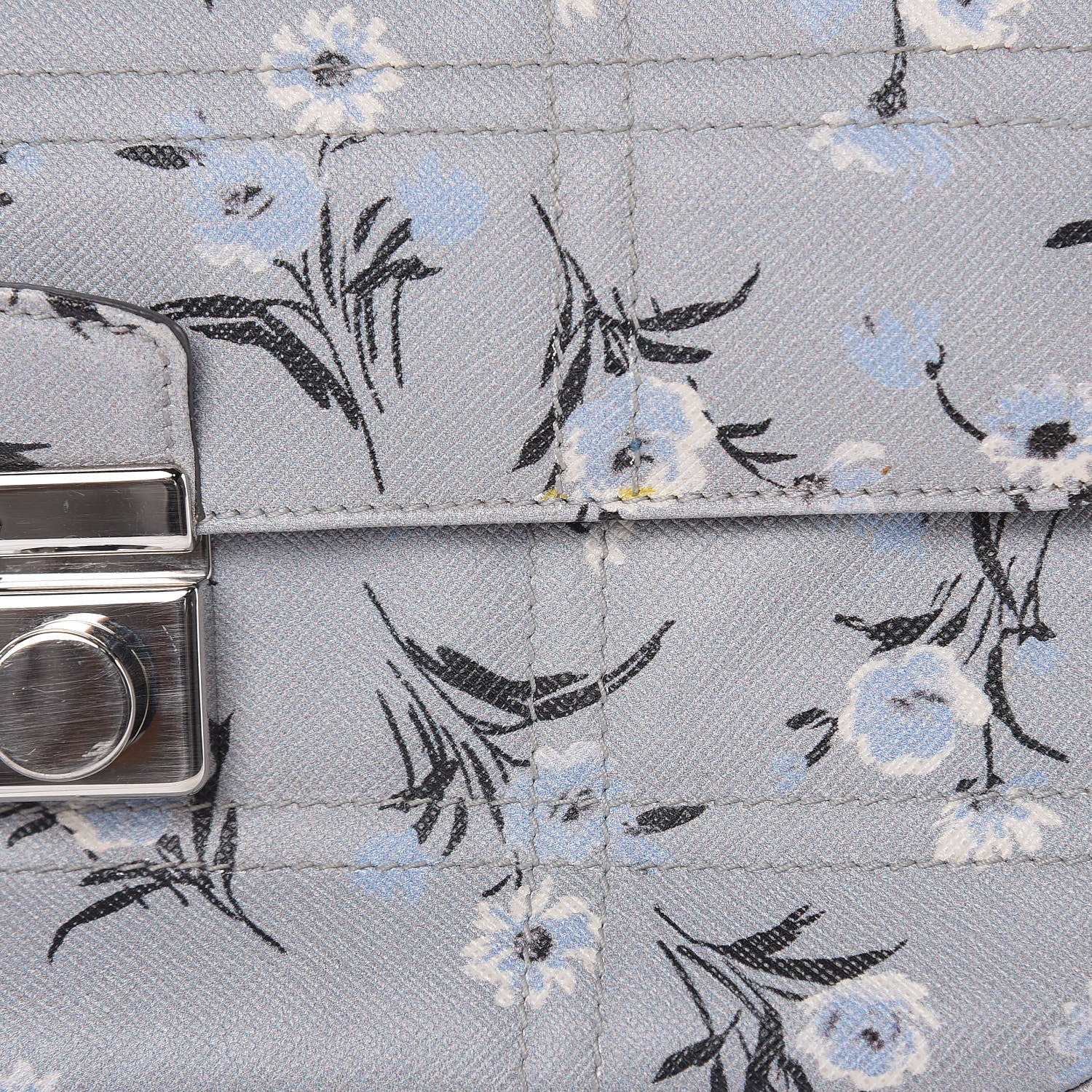 Prada Soft Saffiano Floral Print Sound Shoulder Bag Acciaio 13 of 13