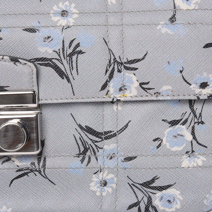 Prada Soft Saffiano Floral Print Sound Shoulder Bag Acciaio 13 of 13