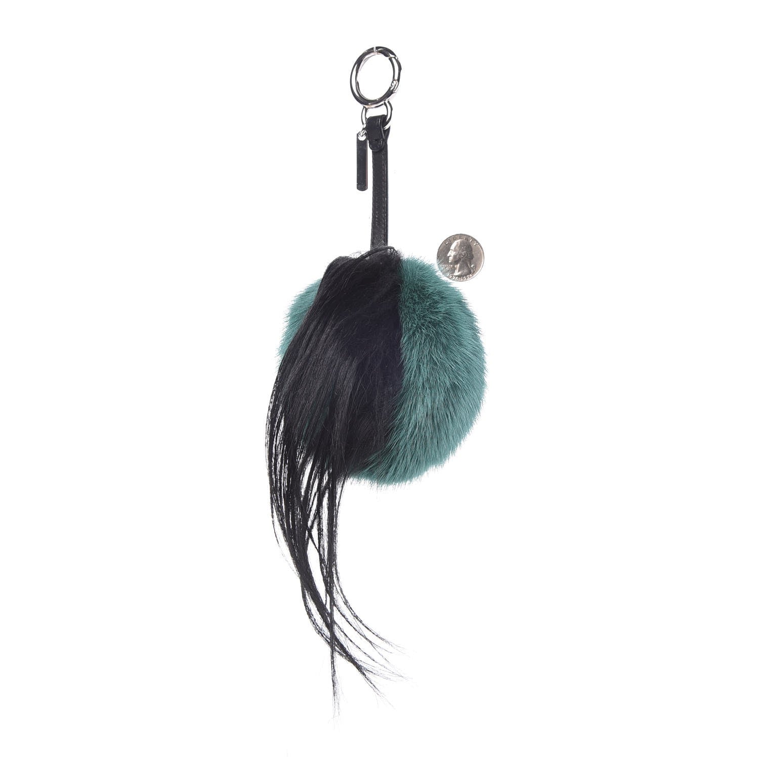 Fendi Mink Goat Fur QuTweet Cucaoo Bag Bug Charm Green White 2 of 4
