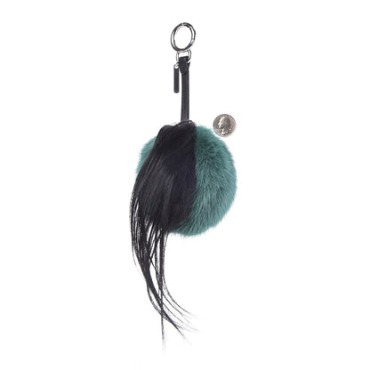Fendi Mink Goat Fur QuTweet Cucaoo Bag Bug Charm Green White 2 of 4