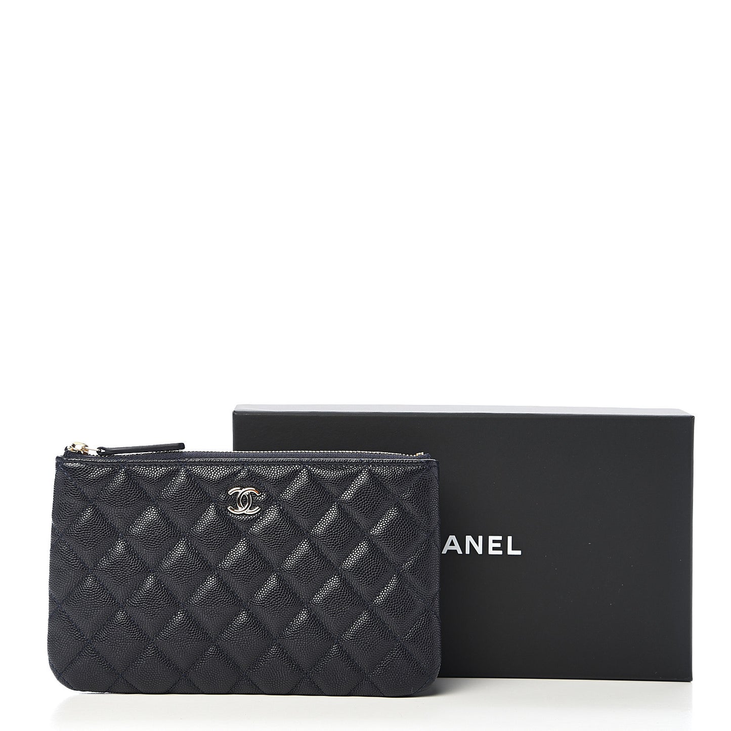 Caviar Quilted Cosmetic Case Navy