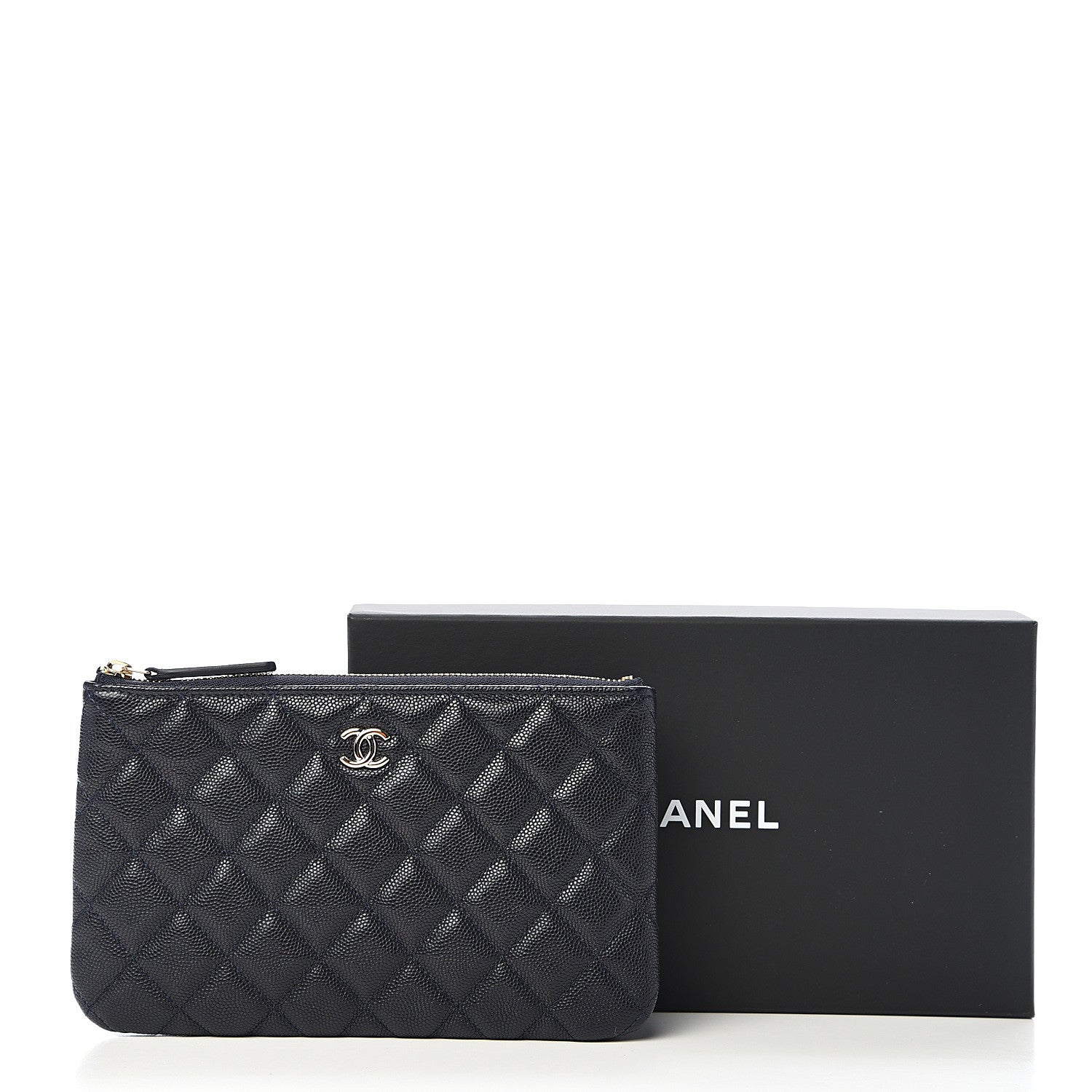 Chanel Caviar Quilted Cosmetic Case Navy 7 of 7