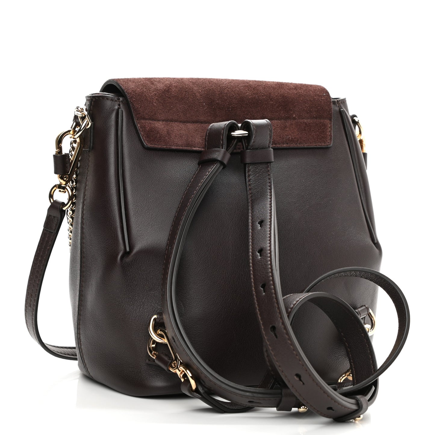 Suede Calfskin Mini Faye Backpack Dark Brown