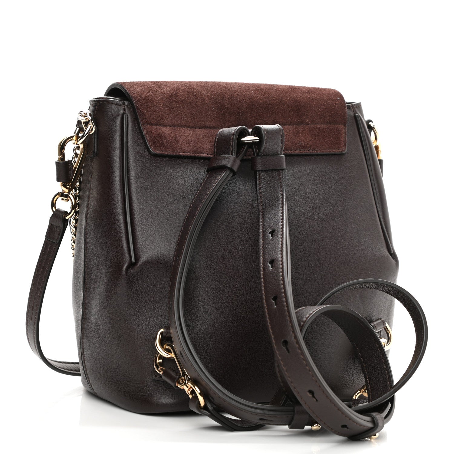 Chloe Suede Calfskin Mini Faye Backpack Dark Brown 3 of 8